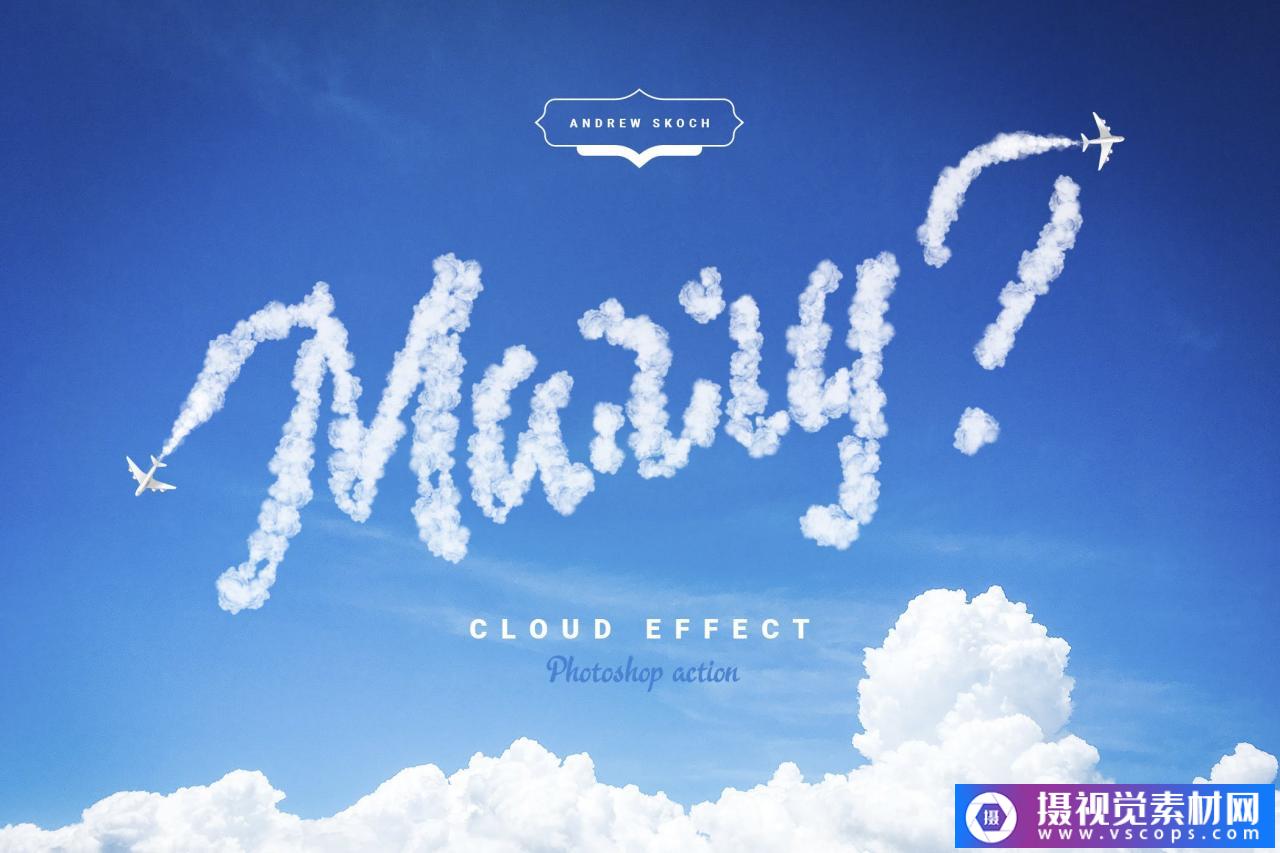 云朵文字字体特效ps动作 cloud text – photoshop action