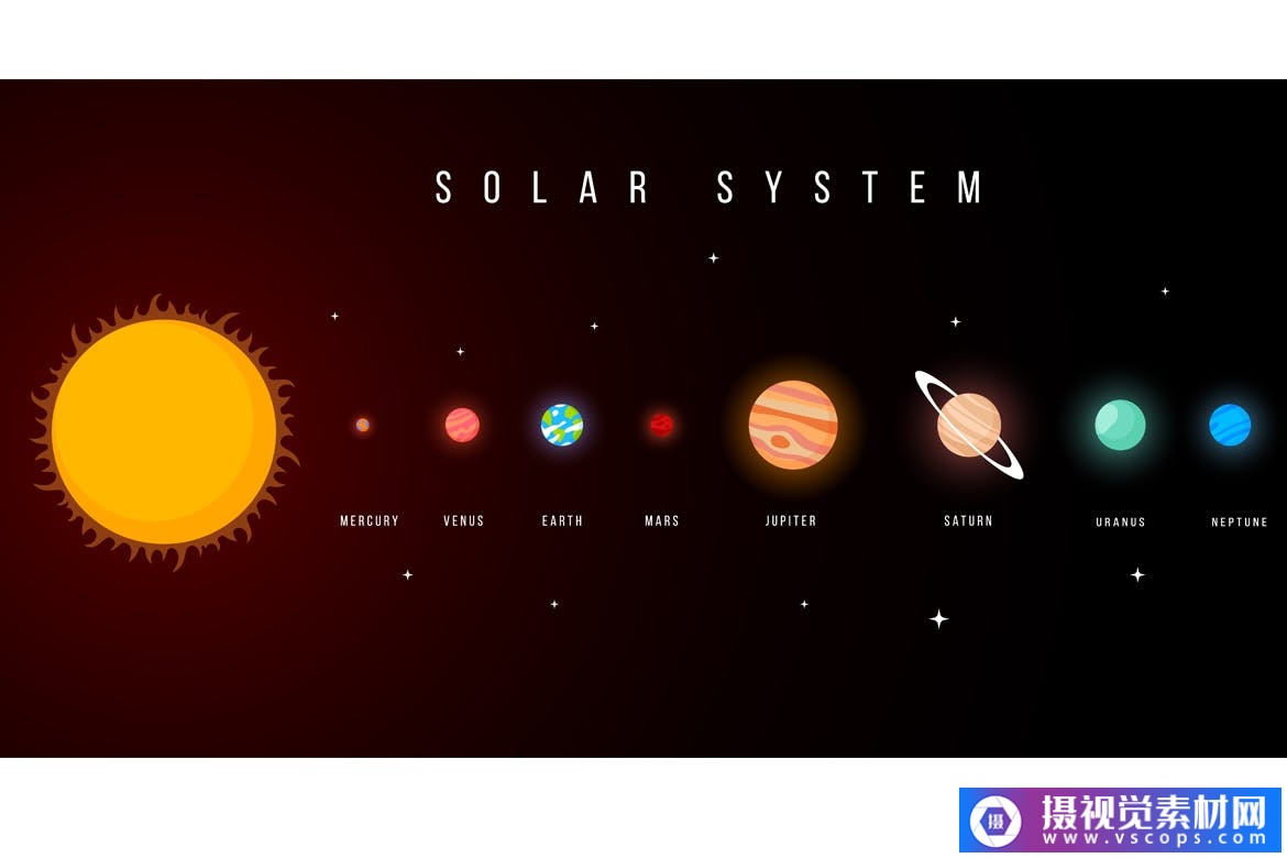 太阳系彩色手绘图案纹样设计素材solarsystempatternsset