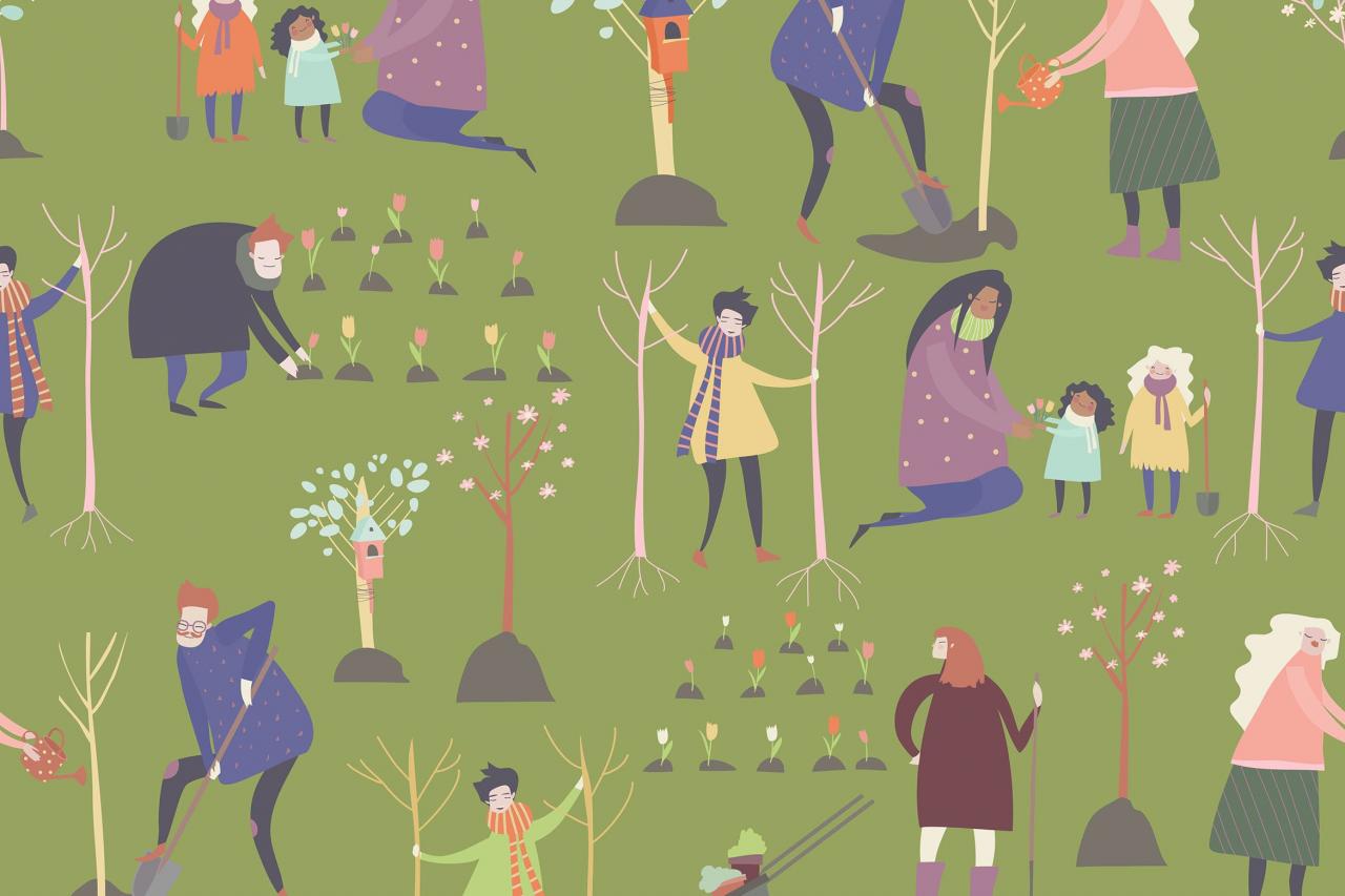 卡通人物无缝图案矢量背景图素材 Vector seamless vector pattern with cartoon people