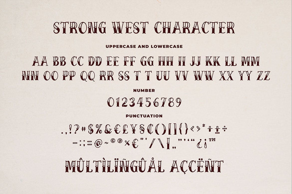复古纹身风格装饰设计英文衬线字体 Strong West – Retro Tattoo Font插图1