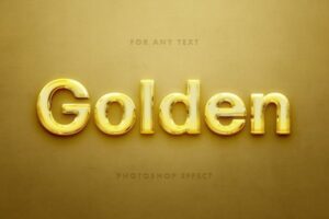 高品质的黄金金属3D立体字图层样式