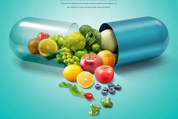 绿色营养蔬果药丸胶囊海报设计素材 (psd)