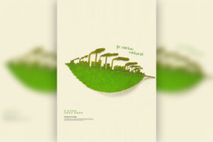 叶子城市碳排放绿色环保概念海报设计 (psd)