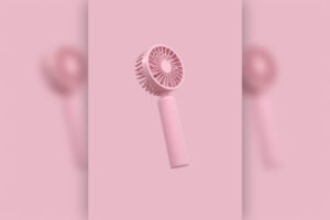 粉色主题夏季手持风扇电商广告图设计模板 (psd)