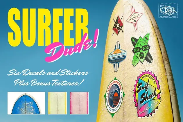 冲浪沙滩海滩主题的插图图形素材 Surf and Beach Style Logos