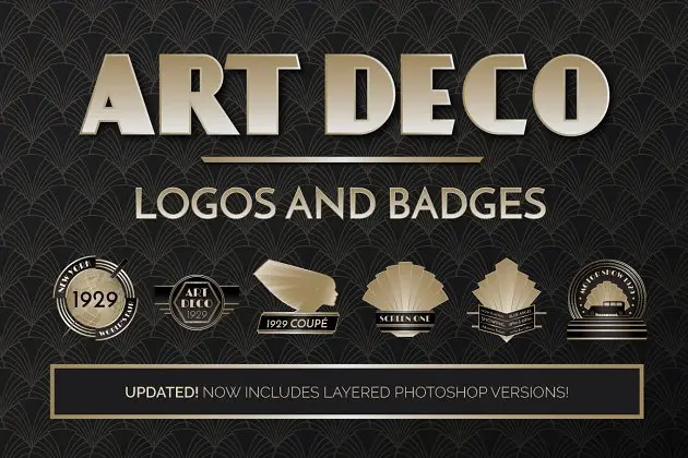 金色艺术LOGO徽章 Gold Art Deco Logo Templates