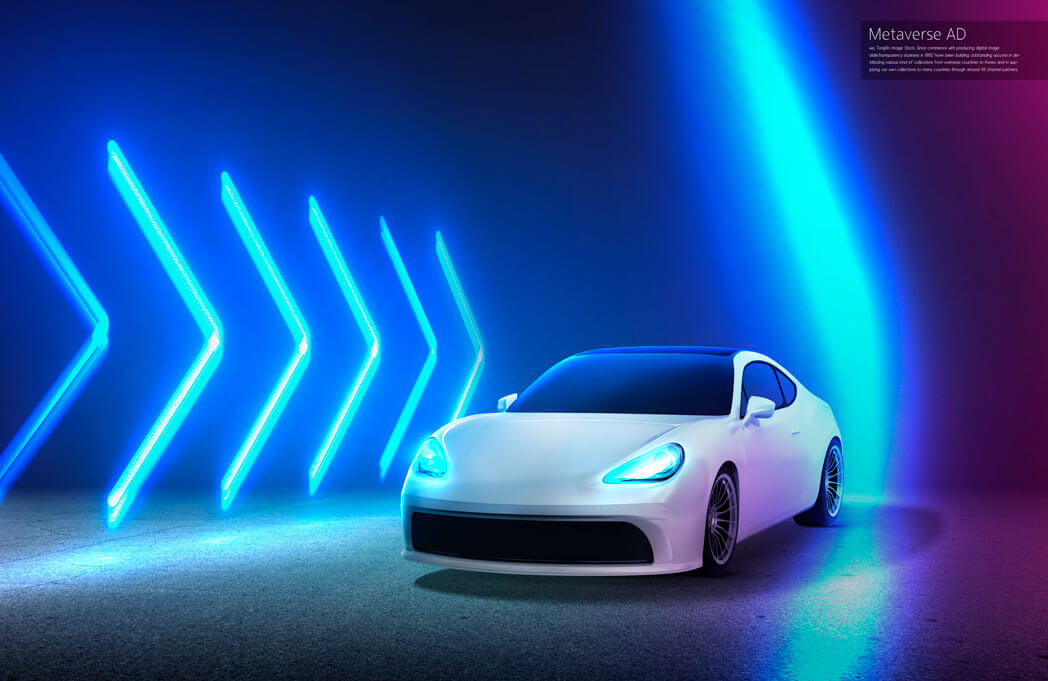 蓝色箭头新能源汽车广告海报设计模板 (psd)