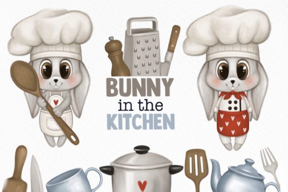 厨房里的兔子厨师卡通元素Chef Bunny in the Kitchen插图7