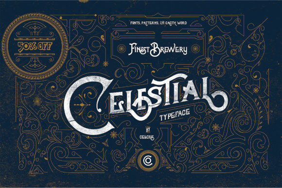 装饰品啤酒字体饮料字体下载可商用字体Celestial Font插图
